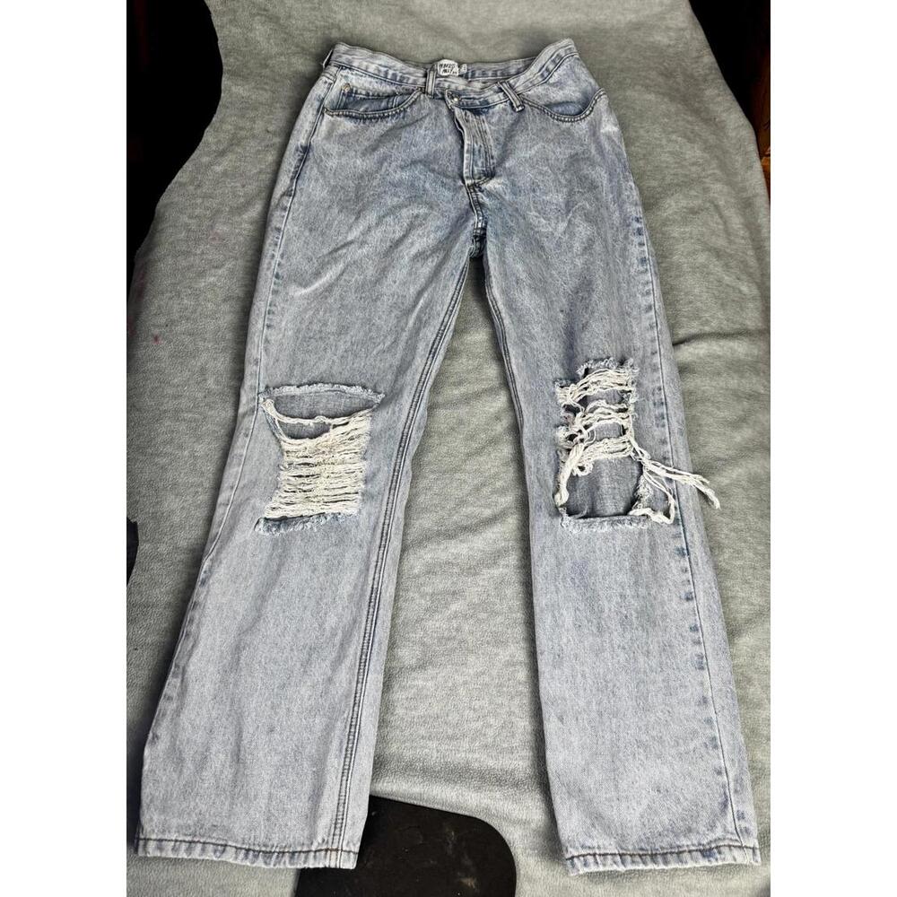 princess polly light wash distressed wide leg grunge punk y2k jeans 10